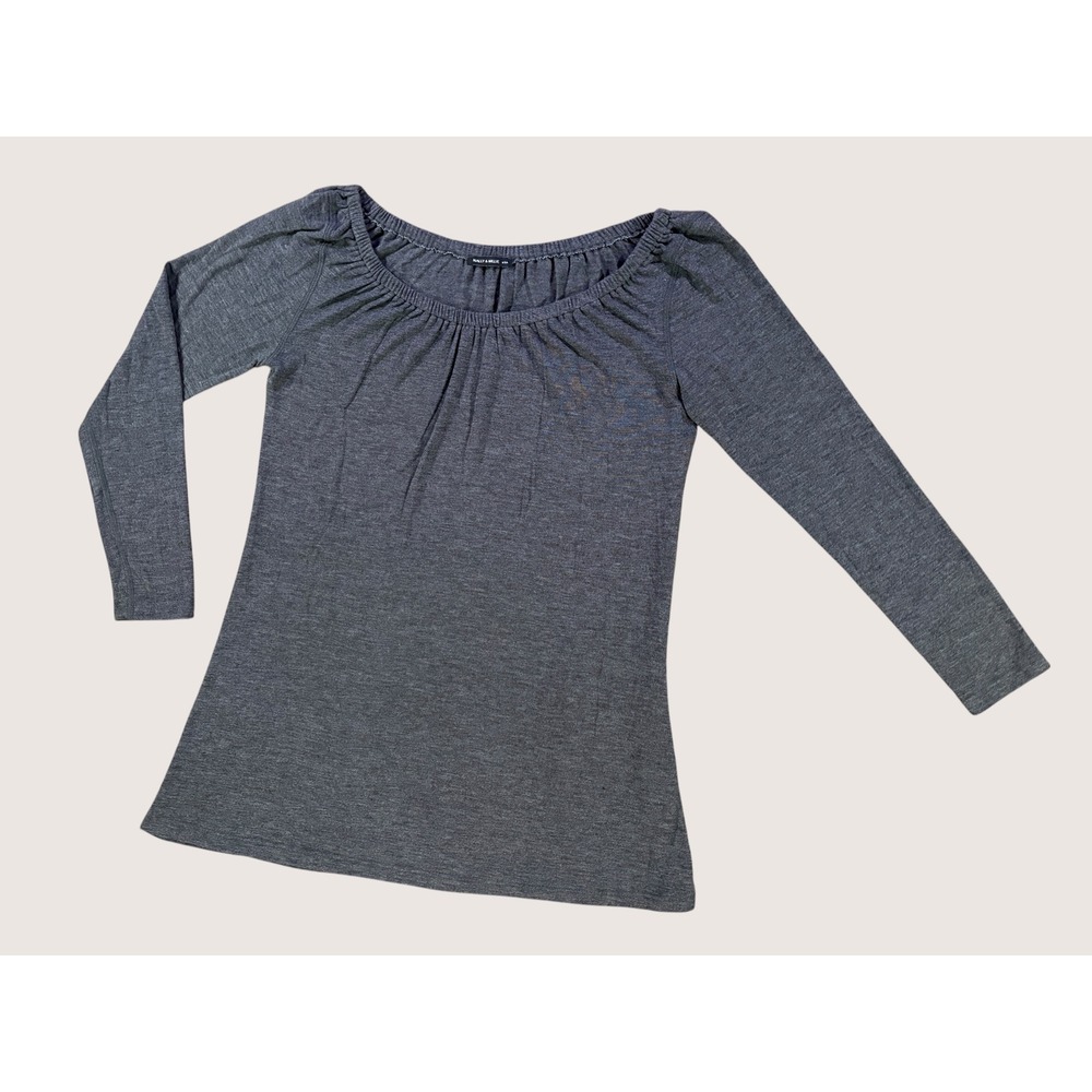 Nally & Millie USA Charcoal Gray Gathered Neck Tunic Top Medium